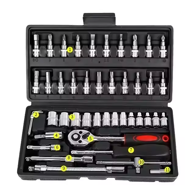 Juego De Herramientas De Reparación De Coche Profesional 46/53 Piezas Conjunto Premium Para Mantenimiento De Bicicletas Y Motocicletas Compacto Y Portátil - 1