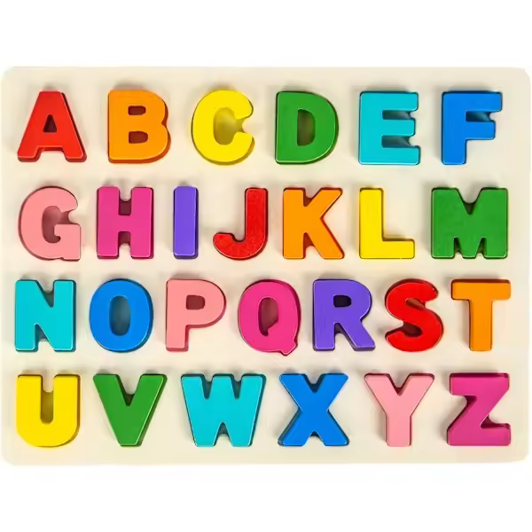 Rompecabezas alfético Rompecabezas de Madera, Forma de rompecabezas ABC Juguetes de rompecabezas de apendizaje alfético con tablero de rompecabezas. Tipo de letra - 1