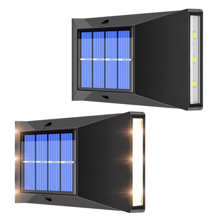Lámpara de pared con luz solar para jardín, 4 unidades, luz solar, arriba y abajo, muy brillante, luz cálida - 1