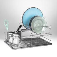 Escurreplatos Jocca con gran capacidad de almacenaje, bandeja recoge gotas y cesta para cubiertos. Se monta y desmonta fácilmente para guardarlo sin ocupar casi espacio. Realizado en resistente y duradero hierro cromado - details 0