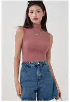 Top Deportivo mujer sin Mangas de Cuello alto, elástico y ajustado de Doble Capa - details 6