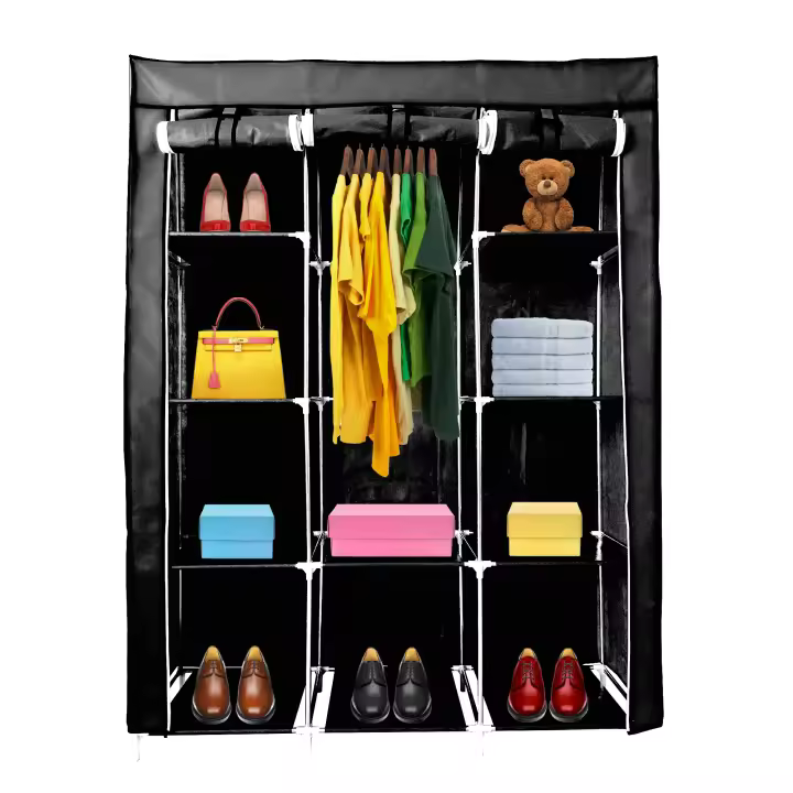 Armario Vestidor de Tela Nyana Home 170x130x45cm, 2 puertas, 9 huecos, 1 ropero - 1