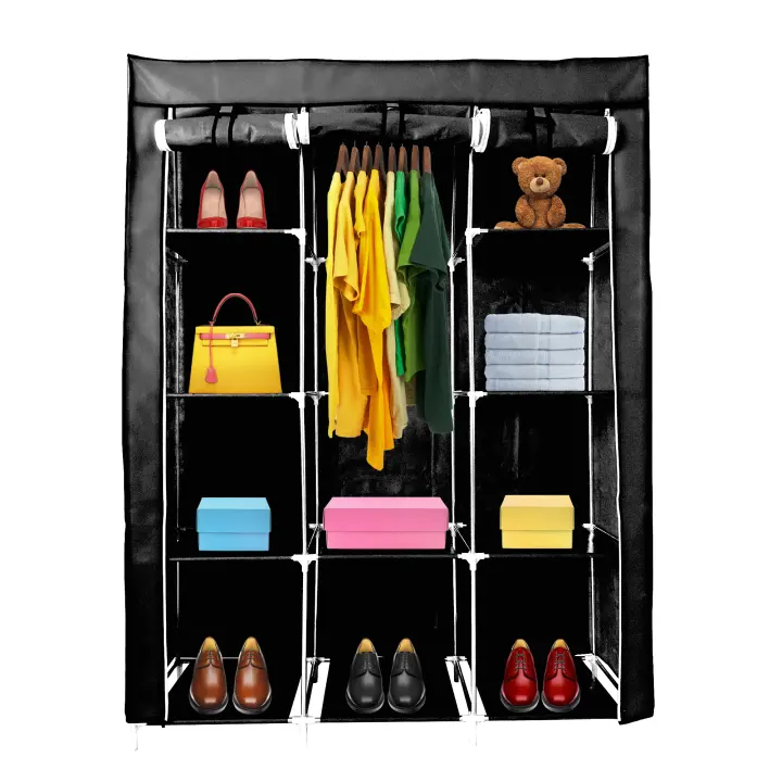 Armario Vestidor de Tela Nyana Home 170x130x45cm, 2 puertas, 9 huecos, 1 ropero - 1