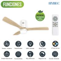 HYBEC - Ventilador de techo con luz LED Regulable, Motor DC Silencioso y 6 Velocidades – Función Inversa Verano/Invierno y Mando a Distancia - details 3