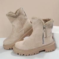 Botas De Nieve Gruesas Para Mujer Felpa Sintética Antideslizante Invierno Botas De Piel Sintética Con Forro De Algodón Botines Con Plataforma Talla Grande Cuña Cuadrada - details 3
