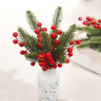10Pcs Ramas De Pino Artificial Con Bayas Rojas Para Decoración De Navidad Árbol De Navidad Corona De Navidad Regalo De Decoración - details 0