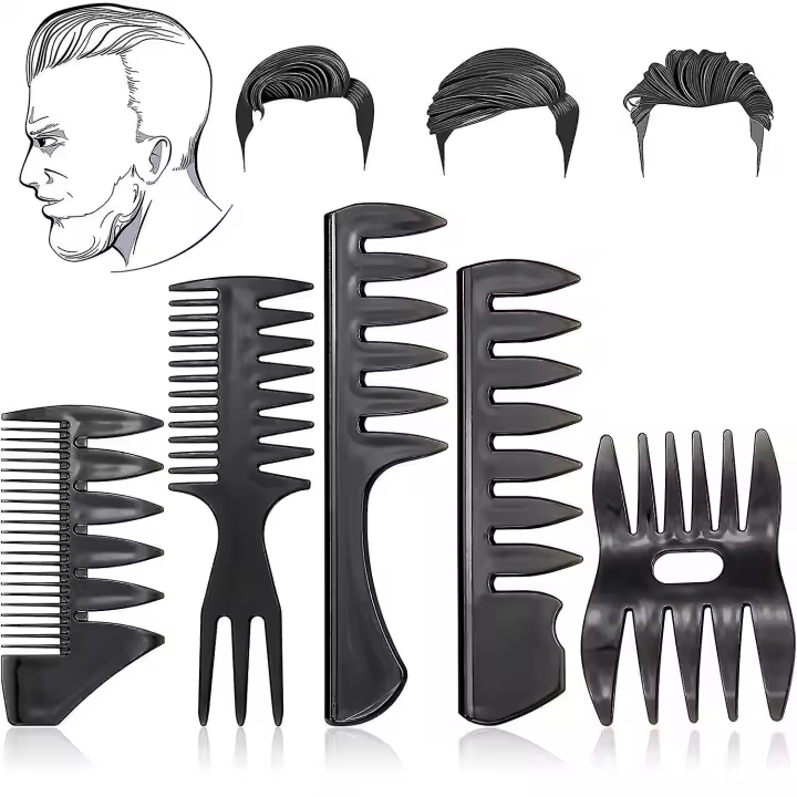 5 unidades de estilo de los hombres peine Conjunto Clásico estilo retro peine para hombres profesional - 1