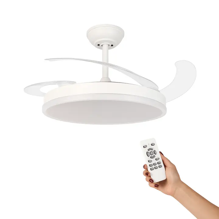 Ventilador de Techo Led White Otah Ledme, Ventilador de techo con luz led, silencioso, eficiente, luz regulable, mando a distancia, con programación horaria y distintas velocidades, refrescante, fresquito, aire frio, bajo consumo, aspas desplegables - 1