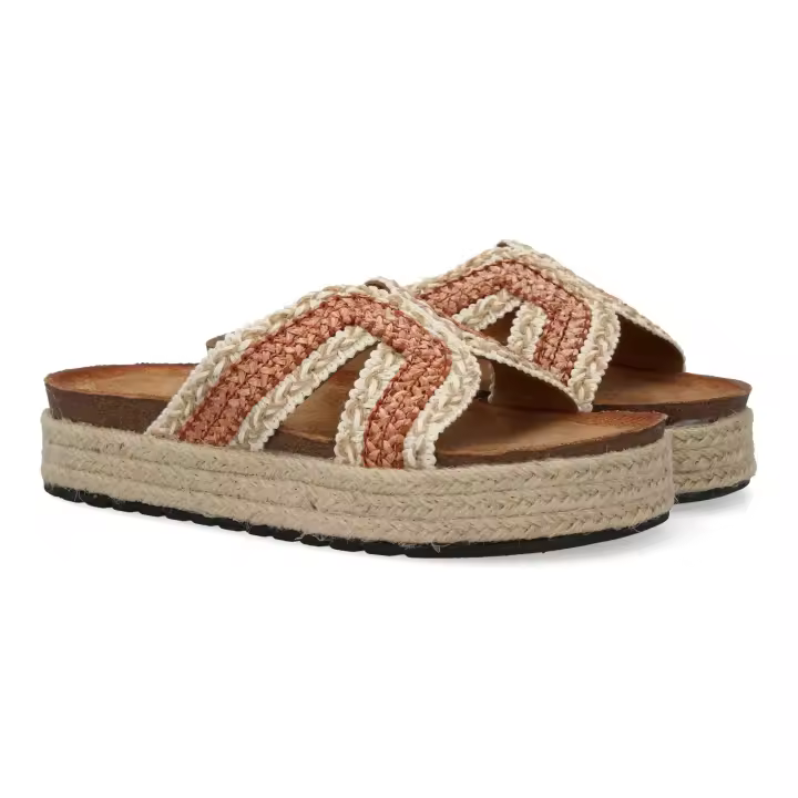 PuntoSalao Sandalias planas en yute pala trenzada para mujer color rosa 3U11 - 1