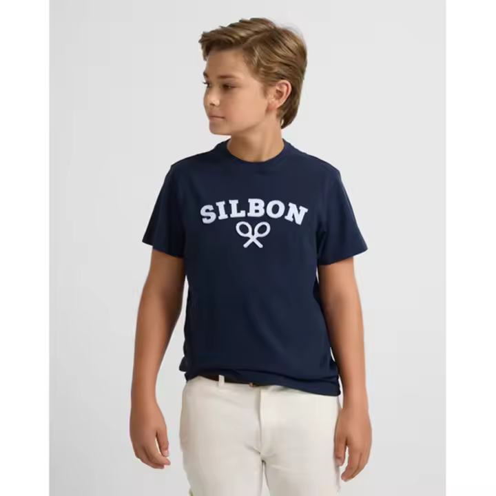 Silbon Camiseta Raqueta Media Azul Marina Para Niño - 1