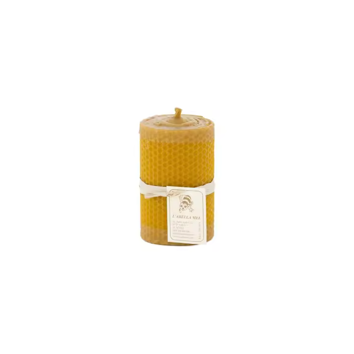 L'Abella Mel - Vela Natural y Artesanal 100% de Cera de Abeja Hecha a Mano | Vela Pura Textura Panal Bujía Vela de Miel Sin Parafina de España - Pack de 1 Velas. Contiene 1u de 6x6x10cm - 1