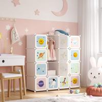 Armario Modular Infantil de 16 Cubos con Puertas - Estantería de Plástico con 4 Barras para Ropa, Zapatos y Juguetes, 123x41x123 cm, Blanco - details 3