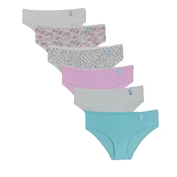 Don algodon - Pack de 6 bragas de niña 3 lisas y 3 estampadas - 1