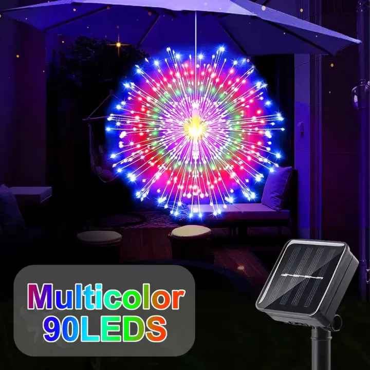 1PC Luces De Fuego Solar Colgantes Con 480LED Estrella En 8 Modos Impermeables Para Decoración De Navidad Y Halloween - 1