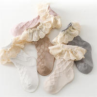 Calcetines Largos De Encaje Para Bebés Y Niñas Recién Nacidos Con Flor Cotton Suave Para Otoño Primavera Adecuados Para 0-5 Años - details 1