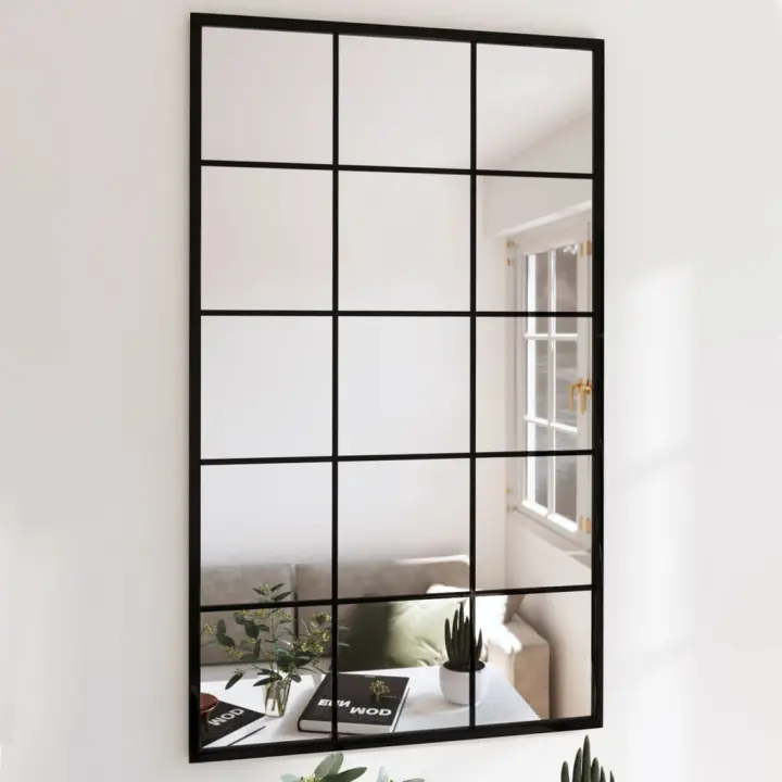 vidaXL Espejos de pared 4 uds metal negro 100x60 cm - 1