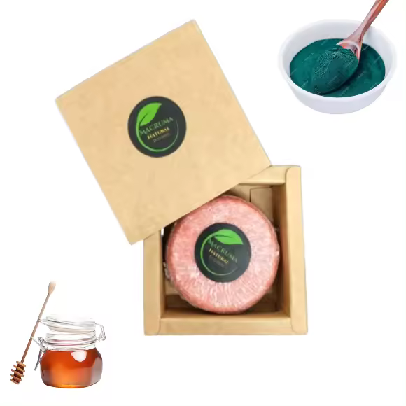 Champu Solido Natural Macruma para Cabellos Teñidos con Miel y Espirulina. 60gr - 1