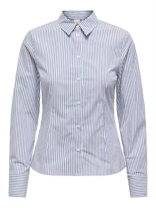 Camisa Letta Rayas Azules Entallada de Only - 1