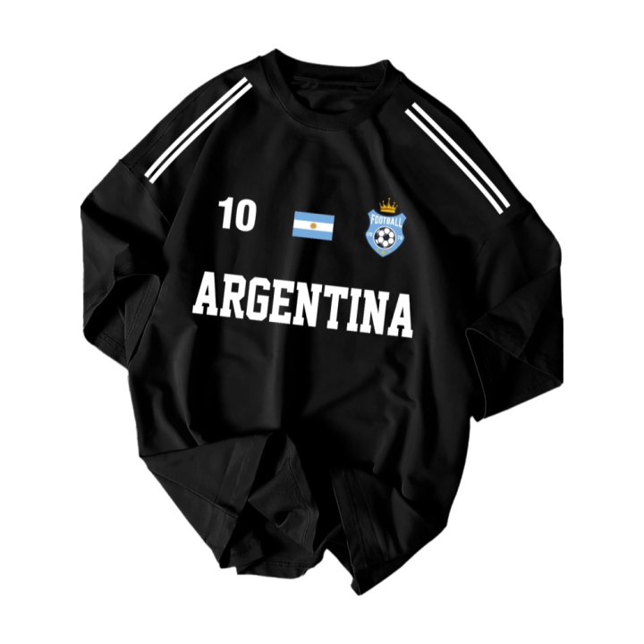 Camiseta De Fútbol Estilo Argentina No.10 Para Hombres Camiseta Deportiva Casual Oversize S-XXL Material Poliéster Transpirable Para Verano