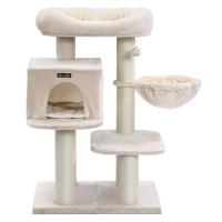 Rascador para gatos con plataforma, tumbona de cesta, cueva grande, postes gruesos de sisal, estable, en beige o gris - details 1