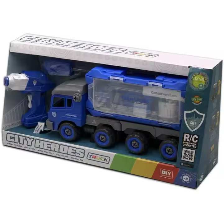 Tachan- Camión Policía con Sonido y Montaje Eléctrico, Radio Control, Color azul CPA 7838027L - 1