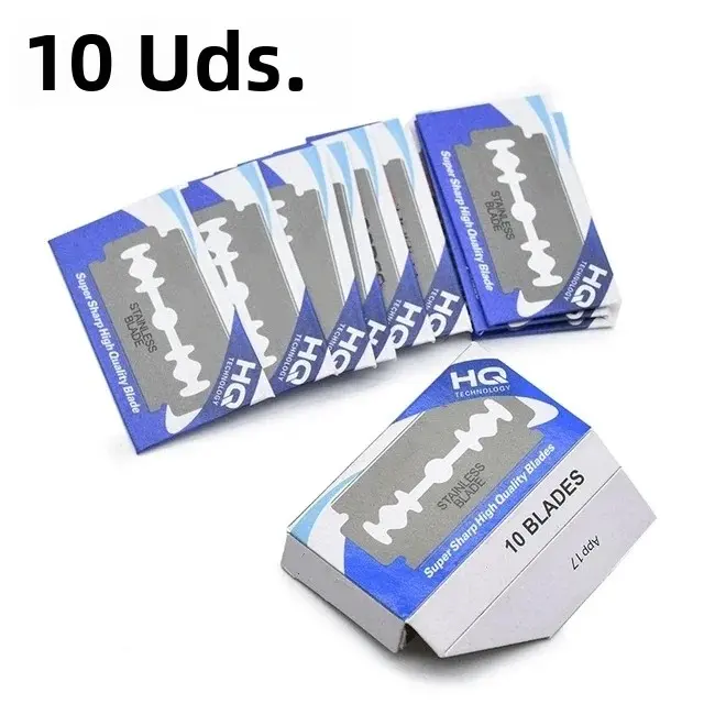 Cuchilla De Afeitar Para Hombre Plata Plegable Con Portarrazor De Acero Inoxidable Herramientas De Barbero Para Cabello Facial - 1
