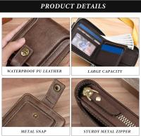 Carteras para Hombre, Billeteras Hombre con Cremallera y Hebilla, Múltiples Compartimentos Monedero Hombre Pequeña con Ventanillas de Identificación para Tarjetas, Efectivo y Monedas - details 2