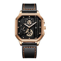 Reloj De Lujo Para Hombre Con Pantalla Grande Y Correa De Cuero PU Reloj Deportivo Casual Cuadrado Movimiento De Cuarzo - details 8