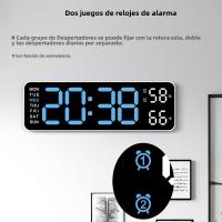 Reloj de pared Digital grande, pantalla de temperatura y humedad Semana, brillo ajustable, Mesa Electrónica LED, despertador - details 2