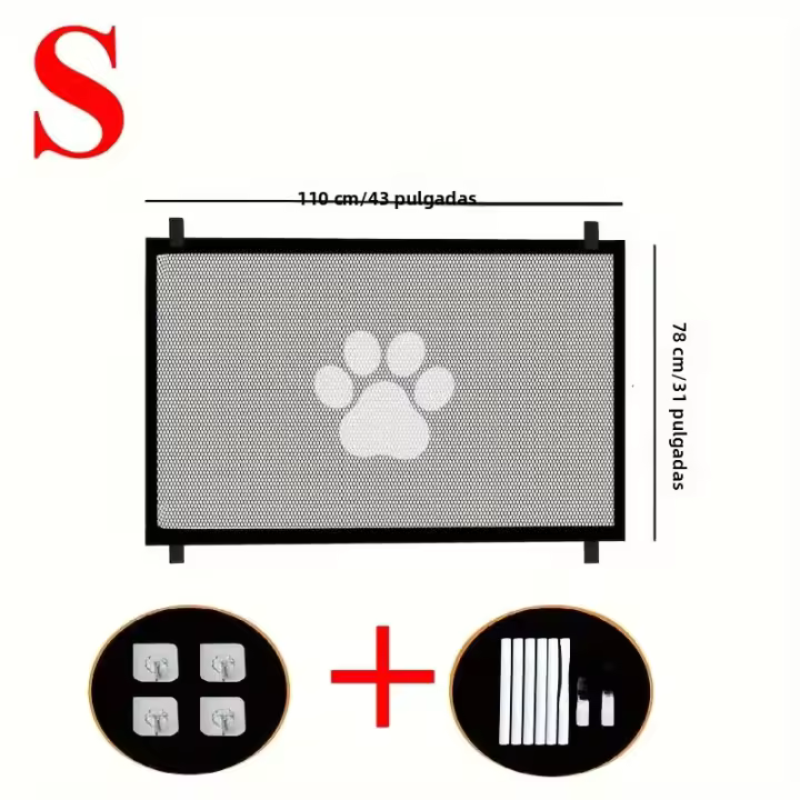 Set De Vallas Para Perros Portátil Plegable Y Transpirable Seguridad De Red Aislada Para Puertas Y Escaleras Fences Para Mascotas - 1