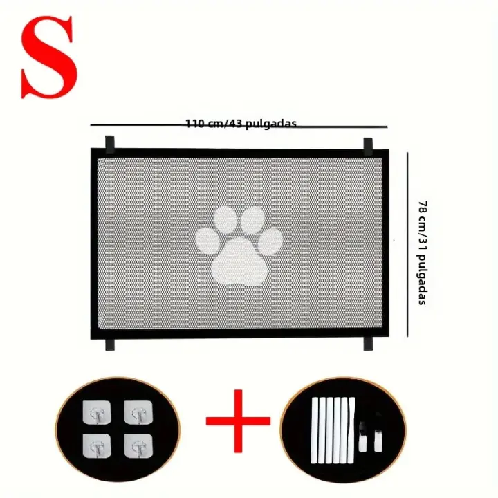 Set De Vallas Para Perros Portátil Plegable Y Transpirable Seguridad De Red Aislada Para Puertas Y Escaleras Fences Para Mascotas - 1