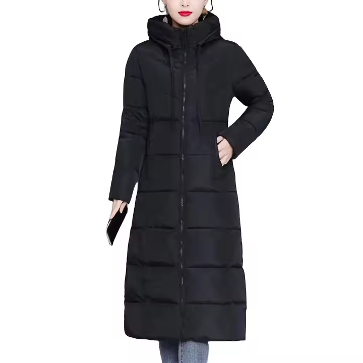 Women Winter Down Jacket- Quilted Coat with  Pocket- Casual Long Zip Up Outerwear Puffer Jacket Suitable For Friends Gathering Wear - 1
