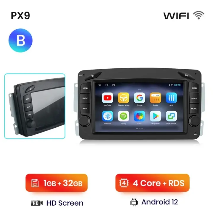 AWESAFE inalámbrico CarPlay Android Auto Radio para Mercedes Benz CLK, W209, W208, W210, W203, W170, W168, W463, Viano, Vito, Vaneo coche reproductor multimedia GPS 2 din autoradio volante controles RDS Bluetooth - 1