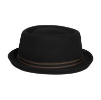 Sombrero De Piel De Cerdo Negro Vintage Para Hombres Con Lazo 100% Lana Feltro Fedoras Unisex Jazz Cap Church Panama Gorras De Gangsters Sombrero De Gentleman - details 3