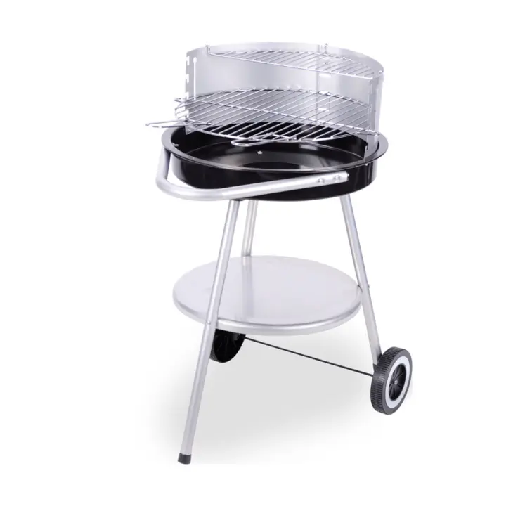 Barbacoa de Pie Koopman Inox/negro Ø47 Cm con Amplia Superficie de Cocción y Estante Inferior para Utensilios - 1