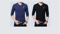 Camiseta De Manga Larga Para Hombre Estilo Casual Slim Fit Con Cuello En V Moda Harajuku Ropa Deportiva Camisetas Top Para Todas Las Estaciones - details 3