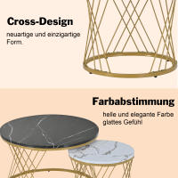 Moderno conjunto de Mesa de Centro, Mesa de Centro conjunto de Mármol de Chapa de sofá Mesa Auxiliar Mesa Redonda, 2 piezas, Marco de Oro, Blanco y Negro de Mesa, muebles de Salón Pequeño, mesa de Centro Redonda con bandeja de - details 5