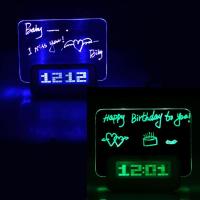 LED Digital Electronic Mini Table Clocks Calendar Temperature Plastic Glow Message Board Alarm Clock Home Bedroom Supplies (Blue,A) - details 0