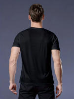 Camiseta Crew Ultraligera Para Hombre 3 Colores Negro Blanco Gris Secado Rápido Transpirable Para Fitness Gimnasio Y Correr - details 4