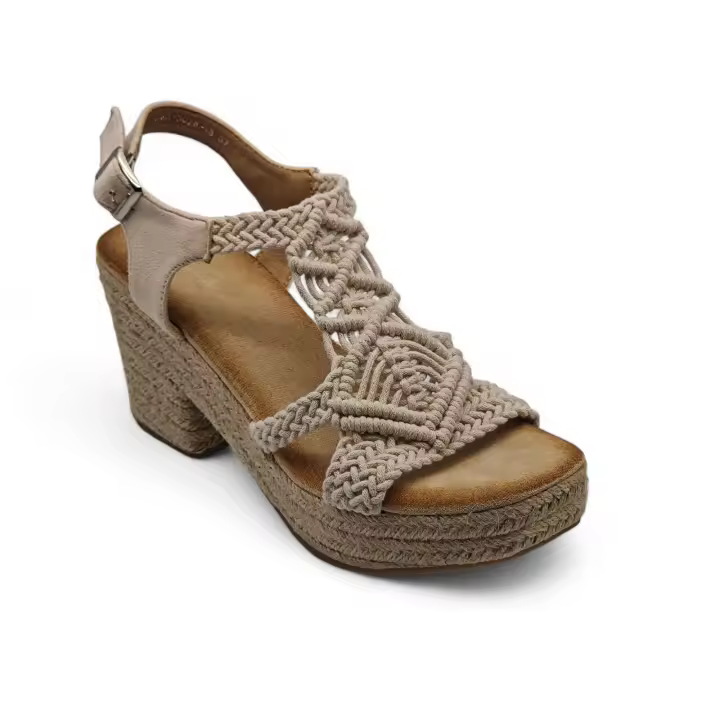 Calzados soraia, Sandalia de antelina y plataforma de yute, sandalias de tacones, para mujer. - 1