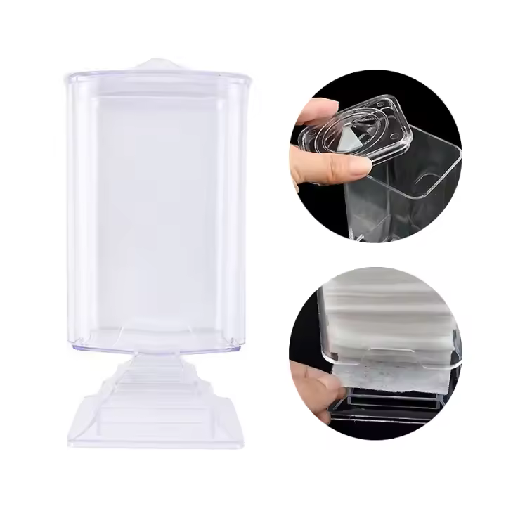 Caja De Almacenamiento Para Uñas Transparente De Acrílico a Prueba De Polvo Organizador De Accesorios De Manicura Para Algodón De Uñas - 1