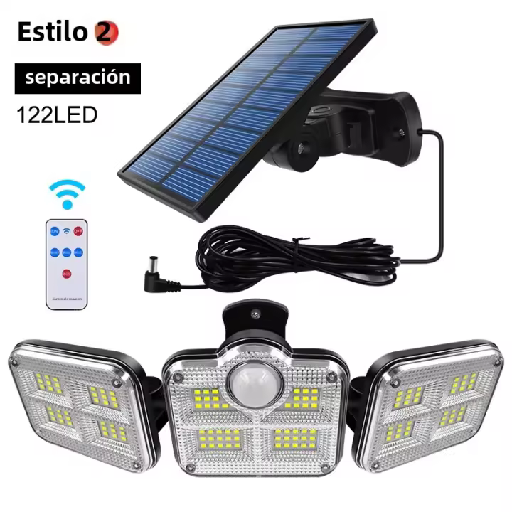 Lámpara Solar Ajustable Con Cabeza De Iluminación Amplia IP65 Impermeable 20W 122/333LED Luz Solar Super Brillante Para Exterior E Interior - 1