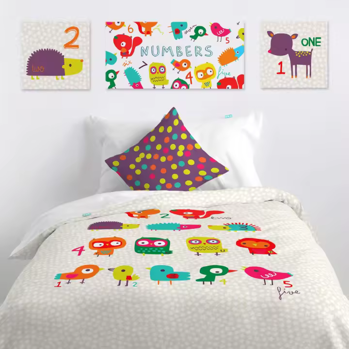Happyfriday- Forest friends Lienzo 27x27 (B) cm, Lienzos 54% Alg 14% Pes 32% Resina, calidad de , Fabricado en España - 1