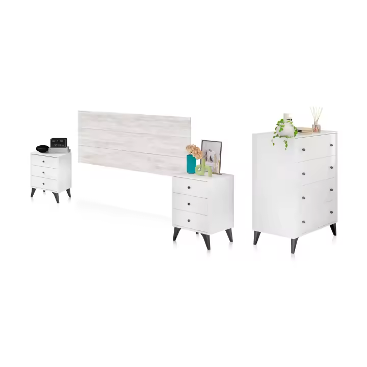 Duehome Pack Dormitorio Iconic 4C | Cabecero, Mesitas de Noche y Cómoda - 1