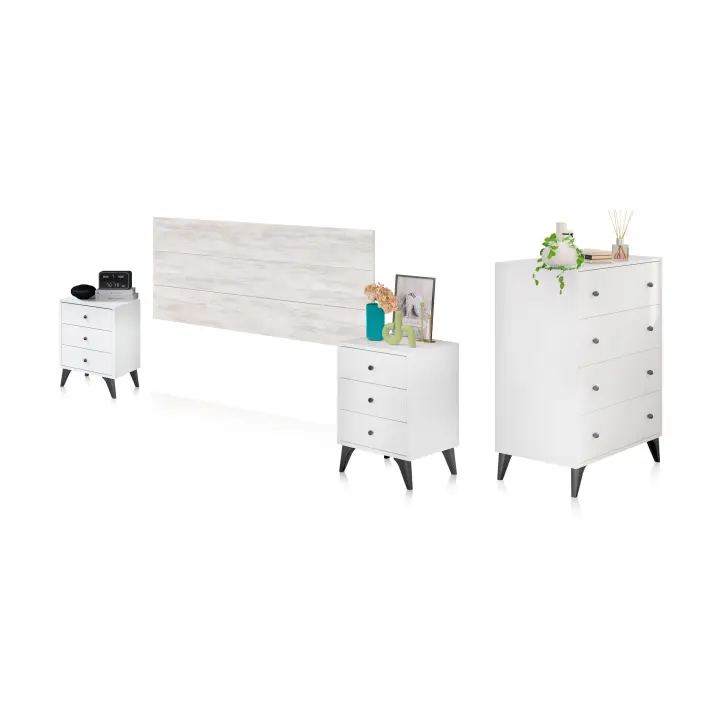 Duehome Pack Dormitorio Iconic 4C | Cabecero, Mesitas de Noche y Cómoda - 1