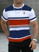 Camiseta De Hombre Con Diseño Rayado Corta Transpirable Secado Rápido Cómoda Casual Para Calle Verano Talla Única Color Único - details 2