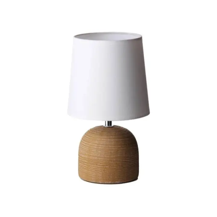 Dcasa Lámpara de mesita de noche de cerámica beige de 16x27 cm - 1