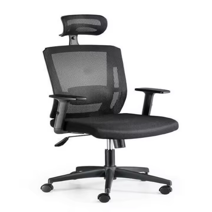 Silla de oficina ergonómica SOFIA de Euromof, cabecero y brazos regulables negro envio 24/48 h - 1