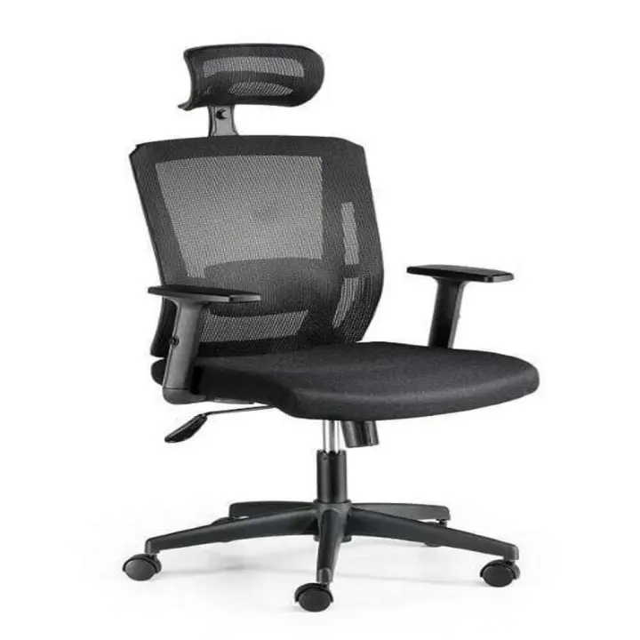 Silla de oficina ergonómica SOFIA de Euromof, cabecero y brazos regulables negro envio 24/48 h - 1
