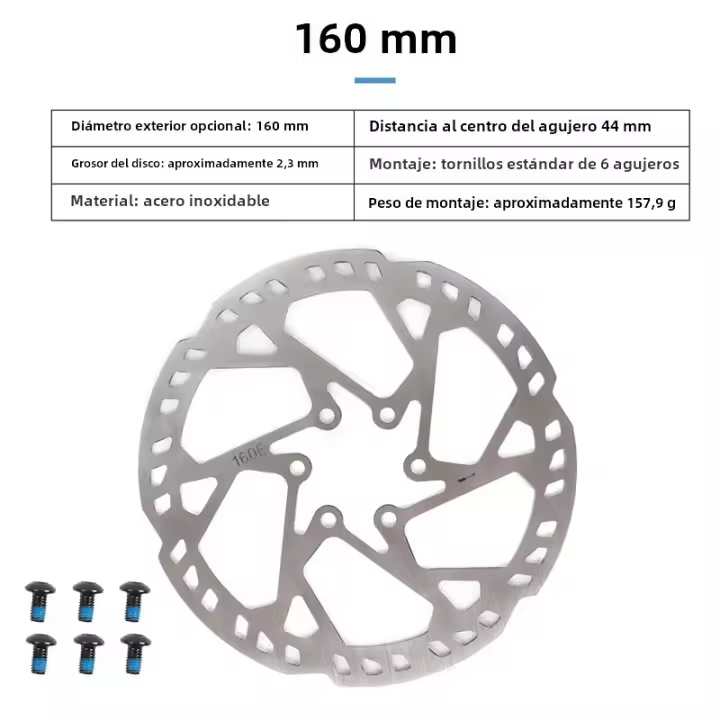 Disco De Freno De Bicicleta En Acero Inoxidable Aumento De Espesor 2.3 Mm Tamaños 140/160/180/203 Mm Sistema De Freno Hidráulico - 1